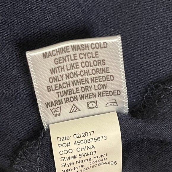 Studio Works | Navy Blue and White Polka Dot Short Sleeve Top | XL - Picture 7 of 7